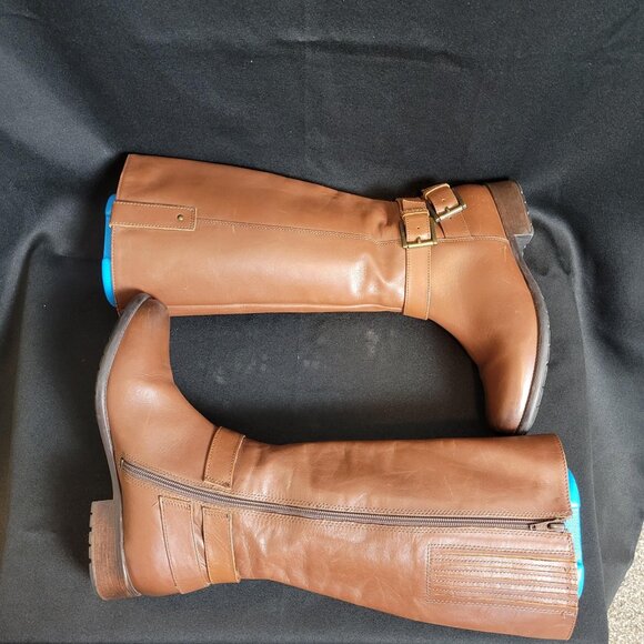 Clarks Brown Leather Knee High Riding Boots Women’s 9M Camel Tan Equestrian Fall - Picture 4 of 9